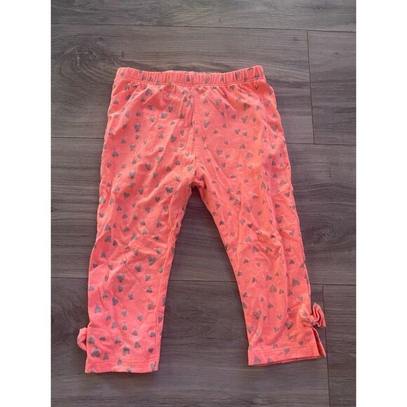 Lightning Bug Girls Size 5 Capri Leggings Orange Color with glitter hearts - Picture 8 of 11
